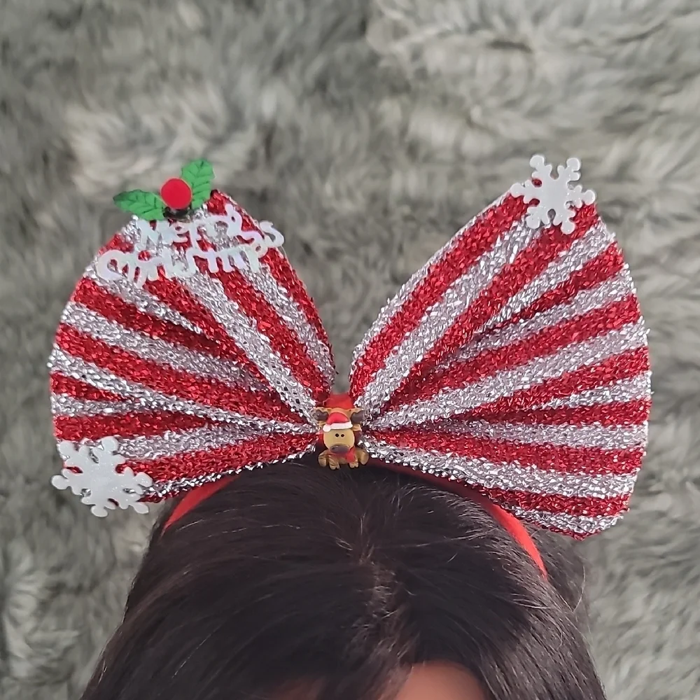 Holiday Red and White Striped Hair Headband